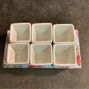 Set of Six White Square “Tasting” Bowls